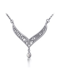 12 Zodiac Symbols Silver Necklace with Teardrop Mother of Pearl Birthstone