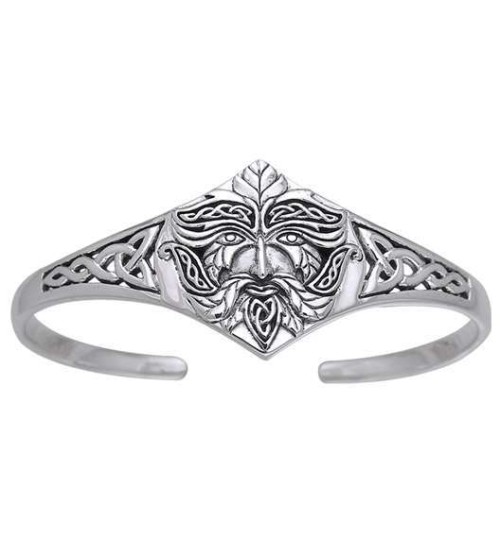 Green Man Sterling Silver Cuff Bracelet