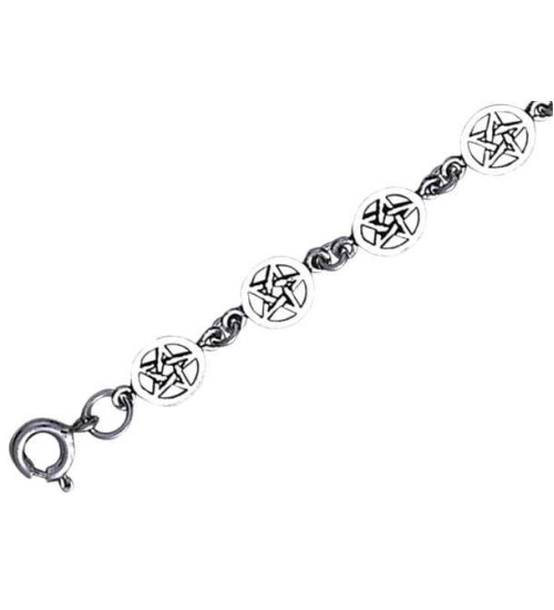 Pentacle Sterling Silver Link Bracelet