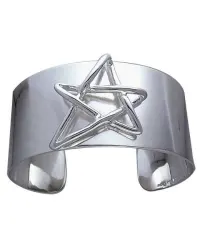 Modern Pentagram Cuff Bracelet in Sterling Silver