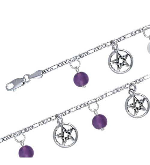 Pentacle and Gemstone Charm Bracelet