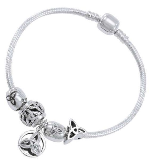 Trinity Knot Sterling Silver Bead Bracelet