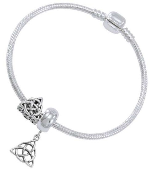 Triquetra Sterling Silver Bead Bracelet