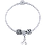 Triskele Sterling Silver Bead Bracelet