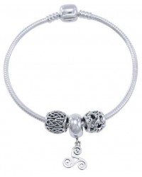 Triskele Sterling Silver Bead Bracelet