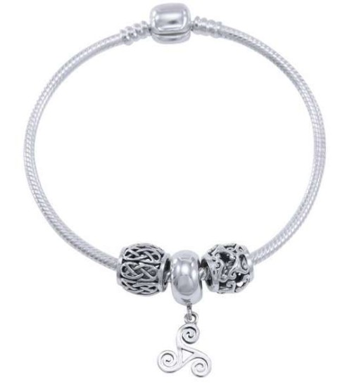 Triskele Sterling Silver Bead Bracelet