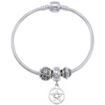 Pentagram Sterling Silver Bead Bracelet