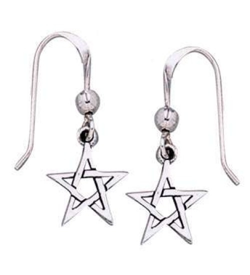 Pentacle Dangle Earrings in Sterling Silver