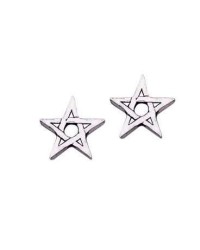 Pentagram Stud Earrings in Sterling Silver