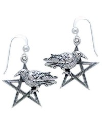 Pentacle Raven Earrings