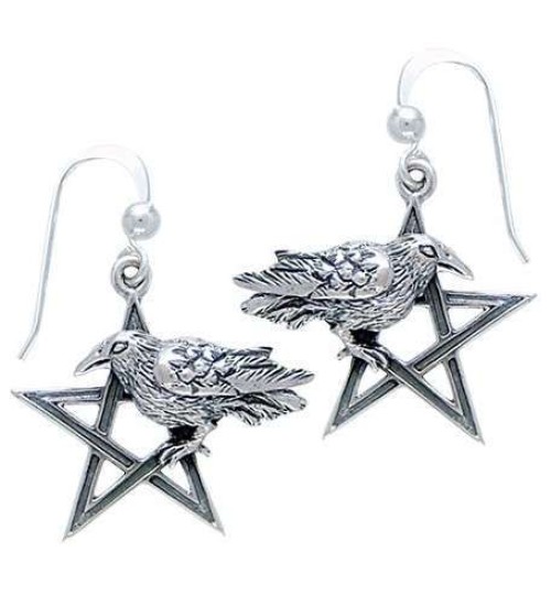 Pentacle Raven Earrings