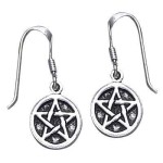 Pentagram Pentacle Dangle Earrings in Sterling Silver