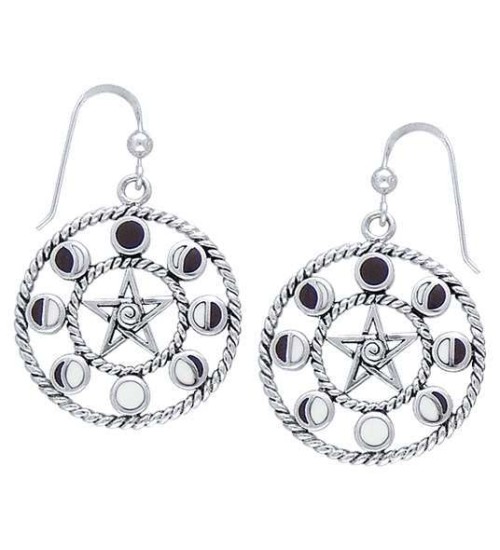 Magick Moon Phases Earrings in Sterling Silver