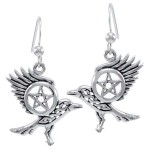 Raven Pentacle Sterling Silver Earrings