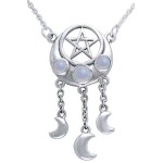 Crescent Pentacle Necklace with Moontones