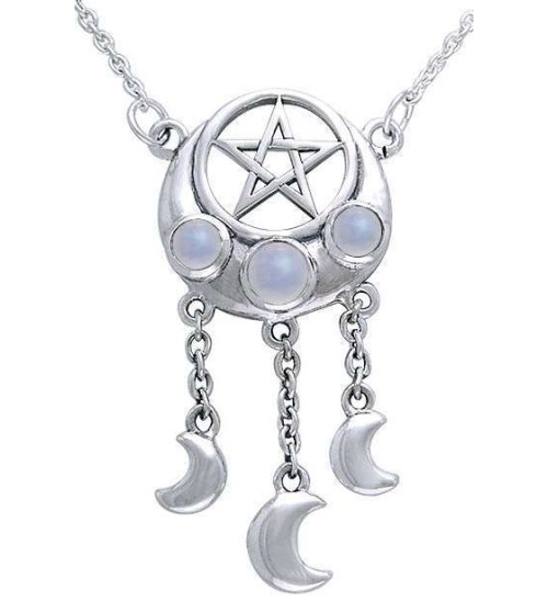 Crescent Pentacle Necklace with Moontones