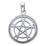 Moon Pentacle Sterling Silver Pentagram Pendant