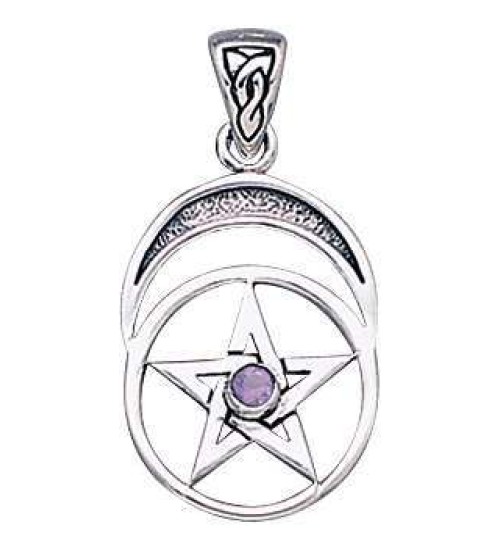 Gemstone Sterling Silver Pentagram Pendant