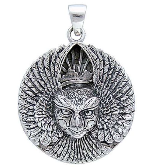 Ariel Bird Goddess Disk Pendant in Sterling Silver