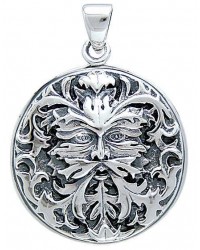 Green Man Sterling Silver Pendant