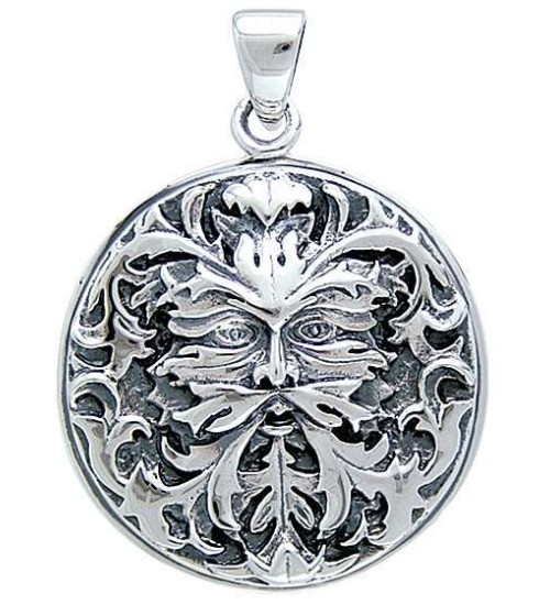 Green Man Sterling Silver Pendant