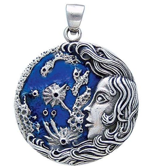 Luna Moon Goddess Pendant in Sterling Silver