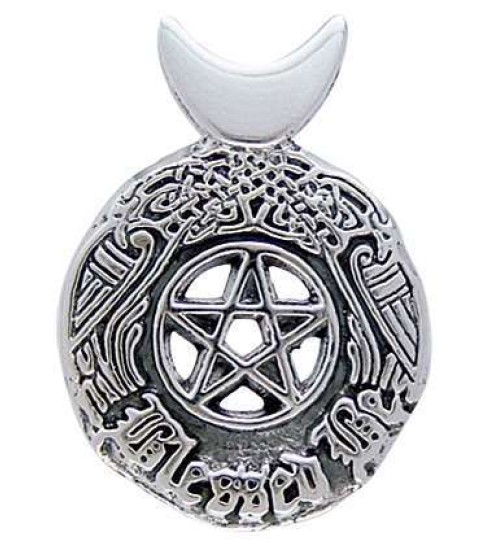 Celtic Blessed Be Sterling Silver Pentacle Pendant