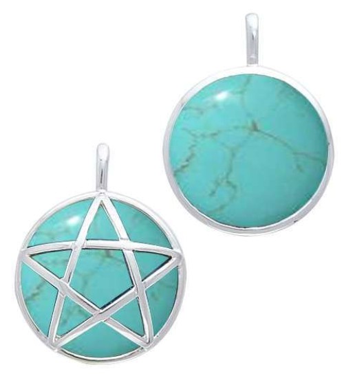 Hidden Pentacle Turquoise and Sterling Silver Pendant