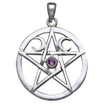 Moon Pentacle Pendant with Gemstone