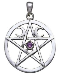 Moon Pentacle Pendant with Gemstone