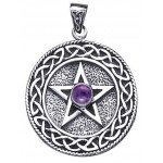 Celtic Border Pentacle Pendant with Amethyst