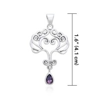 Heart Tree of Life Silver Amethyst Pendant