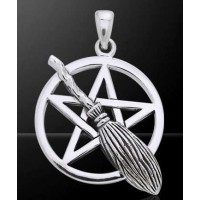 Broom Pentacle Pendant in Sterling Silver