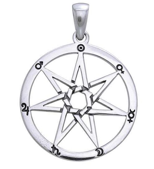 Heptogram Planetary Symbol Pendant in Sterling Silver