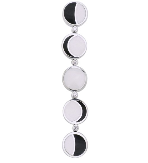 Moon Phase Inlaid Sterling Silver Pendant