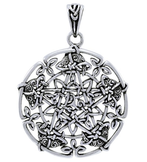 Intricate Knotwork Pentacle Pendant in Sterling Silver