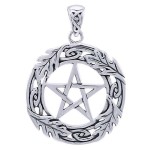 Celtic Oak Leaf Pentacle Sterling Silver Pendant
