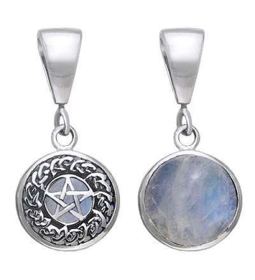 Celtic Hidden Pentacle Sterling Silver Moonstone Pendant