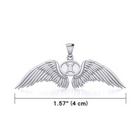Guardian Angel Wings Pendant with Gemini Zodiac Sign 
