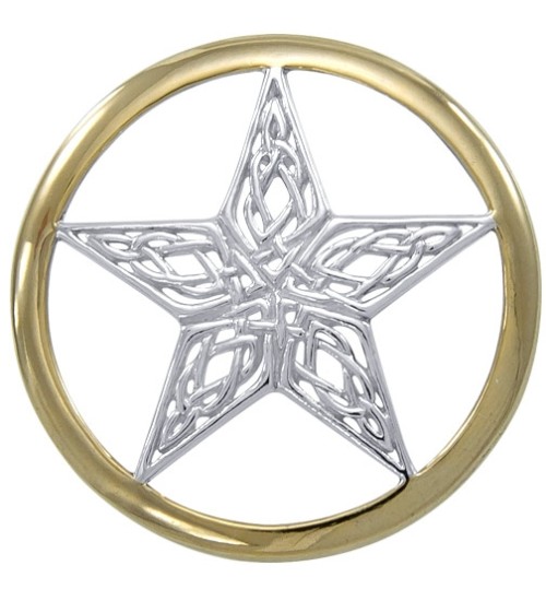 Celtic Knotwork Pentacle Silver and Gold Pendant