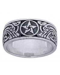 Pentacle Celtic Knot Sterling Silver Fidget Spinner Ring