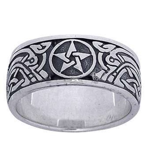 Pentacle Celtic Knot Sterling Silver Fidget Spinner Ring