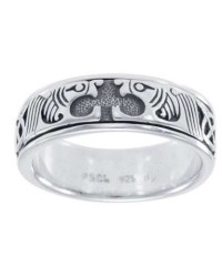 Celtic Animal Sterling Silver Fidget Spinner Ring