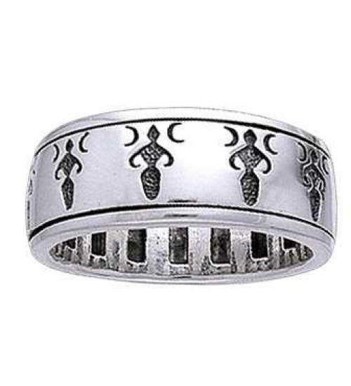 Moon Goddess Sterling Silver Fidget Spinner Ring