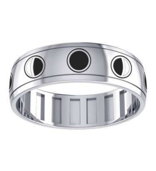 Phases of the Moon Sterling Silver Fidget Spinner Ring