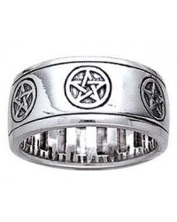 Pentacle Sterling Silver Fidget Spinner Ring