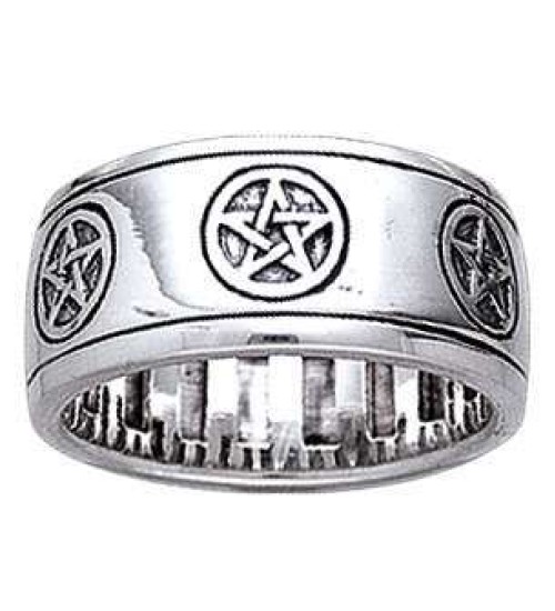 Pentacle Sterling Silver Fidget Spinner Ring