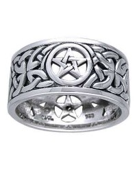 Pentacle Open Knotwork Sterling Silver Ring