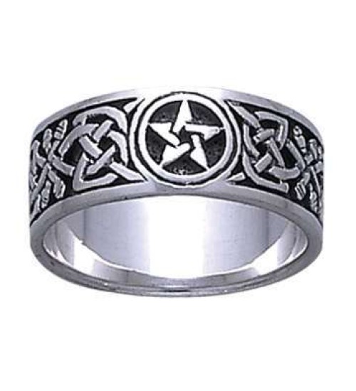 Celtic Knot Pentacle Band Ring