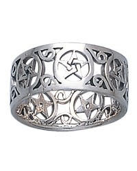 Pentacle Open Sterling Silver Ring